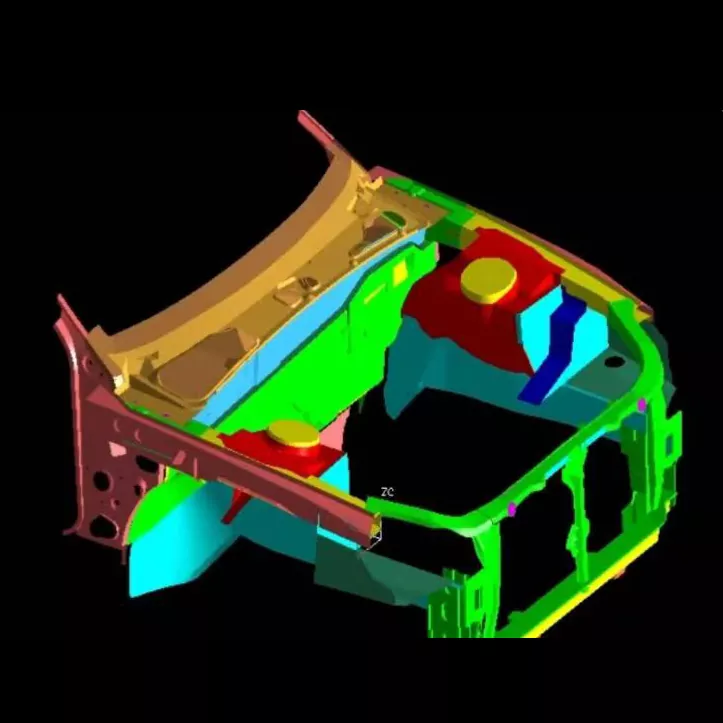Autojen moottoritilan kokoonpanon leimausmuotit