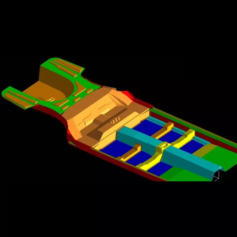 Autojen lattiakokoonpanon leimausmuotit