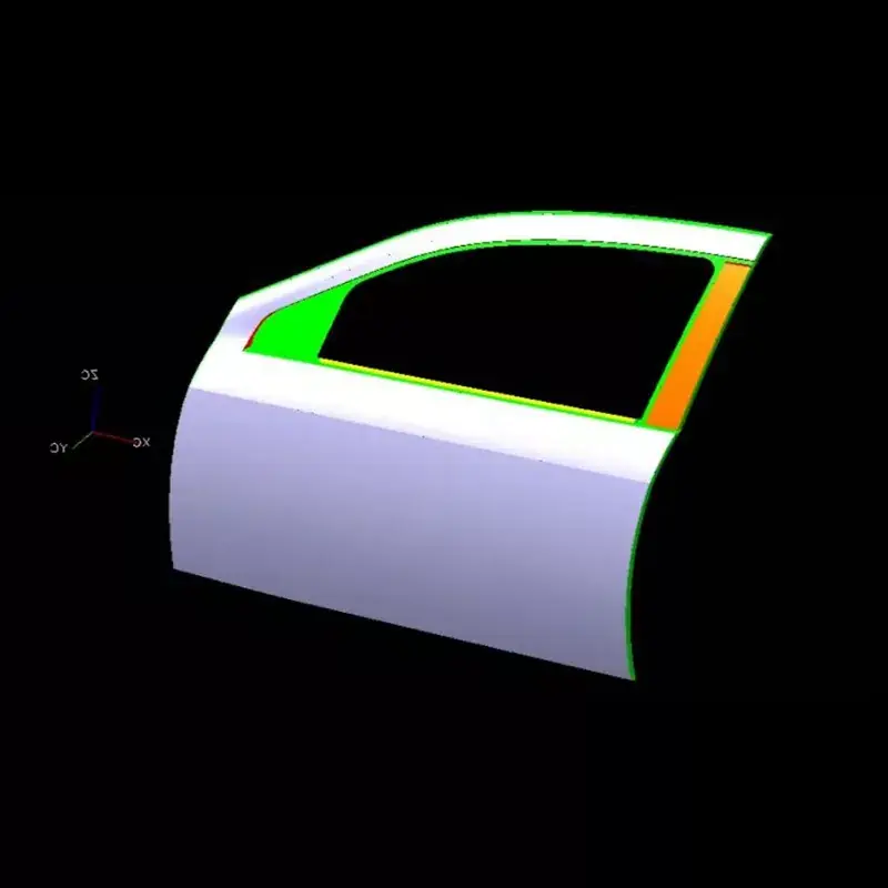 Autojen vasemman etuoven ulkopaneelin leimaus