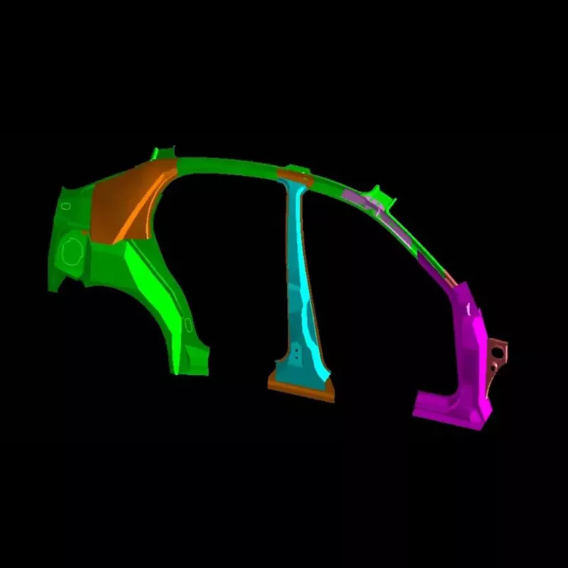 Autojen sivupaneelin sisäkokoonpanon leimaussuuttimet
