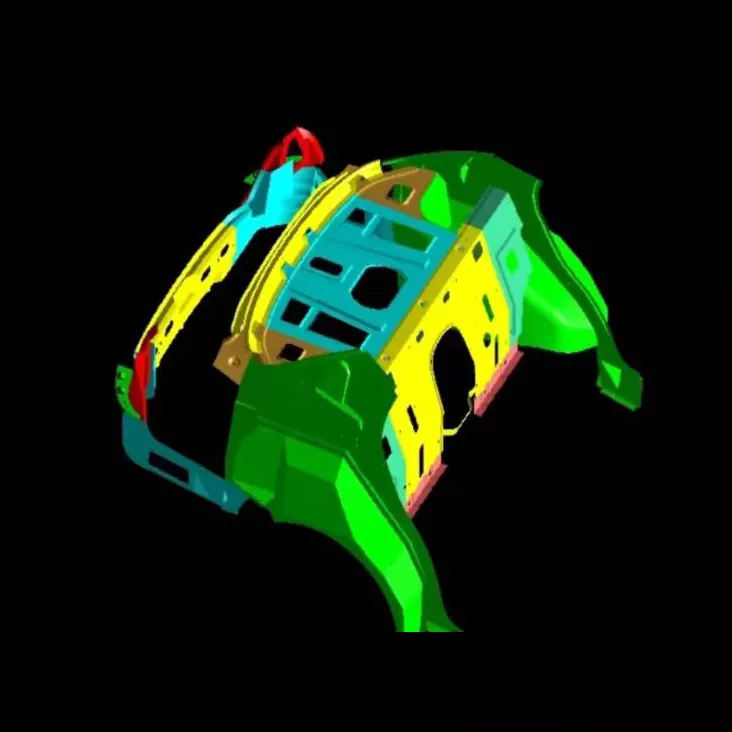 Autojen tavaratilan kokoonpanon leimausmuotit